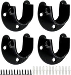 4PCS Heavy Duty Stainless Steel Closet Rod Bracket - 1 Inch Diameter U Shaped Socket Flange Holder End Supports, Black