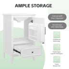 20 in Small Bathroom Vanity with Sink,Solid Wood Modern Single Bathroom Sink Cabinet with Soft Closing Door and Drawer,Freestanding White