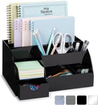 My Space Organizers Black Desk Organizer with 9 Compartments - Desktop Office Supplies and Desk Accessories Organizer