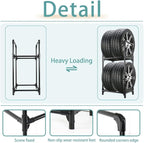 Hershii Tire Storage Rack Standing Garage Storage Shelf Organizer for Indoor Outdoor Use - Black, 22.51'' X 14.16'' X 45.11''