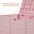 VINGLI 75 Gallon Outdoor Storage Box, Lockable Plastic Storage Containers with Lid, Patio Deck Box Furniture for Garden, Pool, Balcony, Yard (Light Pink)