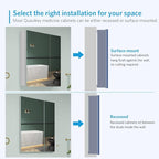 Quavikey Medicine Cabinet for Bathroom with Mirror 2 Doors Aluminum Surface Mount or Recessed Mirror Medicine Cabinet 30x30 Inch, Silver