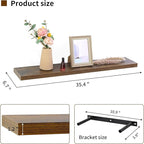 Floating Shelves for Wall, Wall Mounted Rustic Wood Shelves for Bathroom, Bedroom, Living Room, Kitchen, Hanging Shelf for Books/Storage/Room (Brown Wood Grain, 35.4")