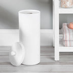 iDesign Freestanding Bathroom Toilet Paper Storage Holder with Lid for 3 Extra Rolls, 2-Pack, White