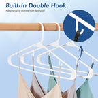 HOUSE DAY White Plastic Hangers 40 Pack, Plastic Clothes Hangers with Built-in Strap Hooks, Space Saving Slim Hanger for Closet Organizers and Storage, Durable Clothing Hanger for Shirts Blouses Tops