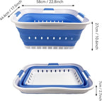 SAMMART 42L (11 gallon) Collapsible Plastic Laundry Basket - Foldable Pop Up Storage Container/Organizer - Space Saving Hamper/Basket (1, White/Little Boy Blue)