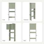 Over The Toilet Storage Cabinet with Gold Trim, Modern Bathroom Organizer Over Toilet with Adjustable Shelves and Toilet Paper Holder for Bathroom (Green)