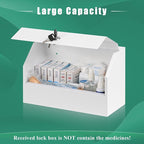 KYODOLED Wall Mount Medicine Lock Box, Drug Cabinet with Key, Large Capacity Secure Steel Prescription, First Aid Kit for Emergencies Home and School use, White, 12.2 * 5.9 * 7.87 inch