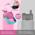 24oz Insulated Stainless Steel Water Bottle, Wide Mouth Double Wall Vacuum, Silicone Straw, Sweat & Leak Proof, BPA Free Insulated Water Flask for Travel, Keep Cold 24h Hot 12h, Berries