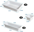 BYCY 18 Pcs White Drawer Organizers Trays Set Drawer Dividers for Kitchen Office Bathroom, Interlocking Bin Pack (18 Pieces)
