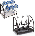 RHBLME 2 Packs Glass Drying Rack, Vertical Bottle Drying Rack Glass Bottle Holder with Drain Tray, Silicone Protective Hooks, Carbon Steel Non Slip Cup Mug Organizer for Glass Coffee Mug Countertop
