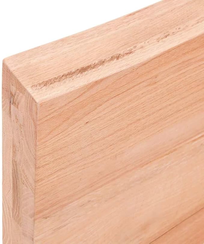 vidaXL Handmade Bathroom Countertop in Treated Solid Oak with Live Edge - Versatile Use as Vanity/Desk/Table Top - Ready-to-use Light Brown Finish, 55.1"x23.6"x(0.8"-2.4")