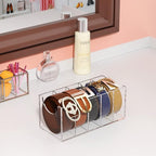 FEMELI Belt Organizer, Acrylic 5 Compartments Container Storage Holder, Clear Display Case for Closet Tie and Bow Tie