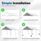 Quictent 10x20 ft Heavy Duty Car Canopy Galvanized Frame Carport Outdoor Party Tent Boat Shelter with 3 Reinforced Steel Cables - Gainsboro