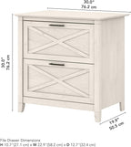 Bush Home Key West 2 Drawer Lateral File Cabinet in Linen White Oak, Document Storage for Home Office, Accent Chest with Drawers