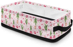 Storage Basket with Handles Collapsible Storage Bins Rectangular Fabric Organizer Box Multi-Use Shelf Baskets for Bedroom Bathroom Decor, Tulip Flower Pink Petal