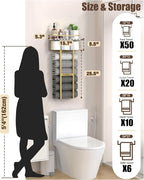 Towel Racks for Bathroom - Wall Mounted Metal Rack with Wood Plank, Bathroom Storage Organizer, Towel Holder Stores 6 Large Rolled Towels Easily, Gold and Size XL 31"