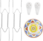 2 Pack Plate Hangers for Wall, Suitable for 9-12 inch Art Plate, Stainless Steel Invisible Heavy-Duty Wire Plate Holder with Wall Hooks, Display Hanger for Decorative Plates/Dishes/Platters(Silver)