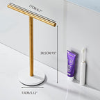 Hand Towel Holder, 15 Inch T-Shape Freestanding Towel Rack Stand for Bathroom & Kitchen Countertop with Brushed Gold Finish and Marble Base