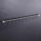 Premium Stainless Steel Kitchen Tool Utensil Organizer Bar Rack with Movable Hooks for Pan Pot Spoon Towel (Transitional, 10 Hooks)