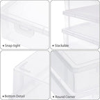 BTSKY Clear Plastic Storage Box with Flap Lid, Multipurpose Craft Organizers and Storage Box Art Supply Storage Organizer Plastic Sewing Box for Beads Pencils Notebooks, 4 Pack Small