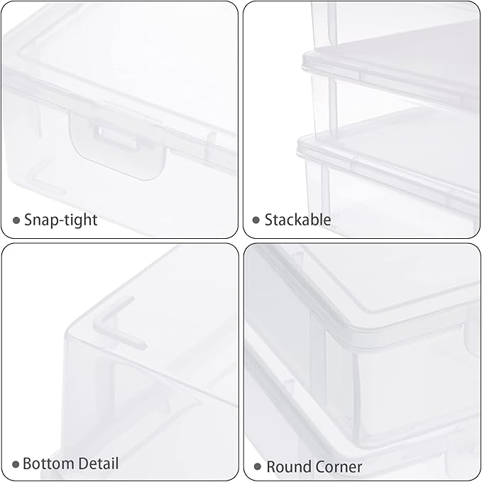 BTSKY Clear Plastic Storage Box with Flap Lid, Multipurpose Craft Organizers and Storage Box Art Supply Storage Organizer Plastic Sewing Box for Pencils Markers Notebooks A4 Files, 2 Pack Large