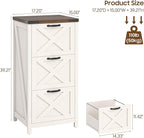 3 Drawer Tall File Cabinet, Farmhouse Vertical Filing Cabinet Fits Letter/A4 Size, Wood File Cabinets Printer Stand for Home Office, Living Room, Rustic White