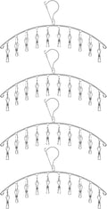 Toplife Clothes Hanger with 10 Clips, Stainless Steel, Windproof, for Drying Socks, Bras, Underwears, Baby Clothes, Hats, Scarfs, Towels, Pants and Gloves, Set of 4 (Outdoors)
