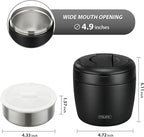 Itslife 32oz Insulated Soup Thermos, Vacuum Stainless Steel Food Jar for Hot & Cold Food, Leakproof Wide Mouth Lunch Container with Spoon, Black