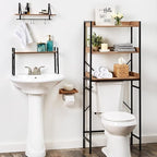 Farmhouse Bathroom Collection - Wall Shelf w/Hooks Natural