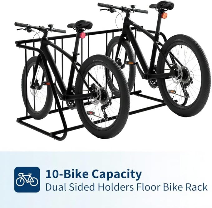 Floor Bike Rack,Single-Side 5-Bike Rack 60" L,Grid Bike Rack In Ground,Freestanding Bicycle Floor Parking Stand,Stand Bike Racks for Garages Streets Yards Bike Events