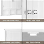 ChooChoo Bathroom Cabinet Wall Mounted 2-Door with 3 Open Shelves, Wooden Medicine Cabinets with Adjustable Shelf, Space Saver Storage Cabinets Over The Toilet for Bathroom&Living Room, White
