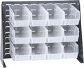 Quantum Storage Systems QBR-2721-230-12CL Ultra Bin Complete Bench Rack Package with 12 Ultra Bins, 27" x 8" x 21" , Clear