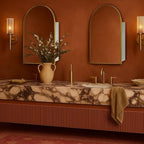 TEHOME 20 x 30'' Brush Gold Arched Bathroom Medicine Cabinet with Mirror Recessed and Surface Mount Medicine Cabinet Mirror