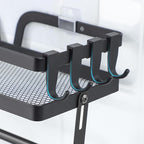 ZUNTO Wall Mount Paper Towel Holder with Shelf, Self Adhesive or Drilling, Stick on Wall Paper Towel Bar Spice Rack for Kitchen, Garage Organizer and Storage, Black