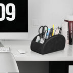 Large Remote Control Holder with 5 Compartments, KENOBEE Anti-slip Desktop Caddy Storage Organizer for Phone, Remote Controllers, Office Supplies, Makeup Brush, Media Accessories, Black