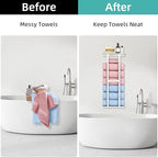 Wall Towel Rack for Rolled Towels, Towel Storage for Small Bathroom Can Holds 6 Large Towels, 30 inch Towel Racks with Shelf, White