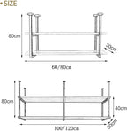 2 Tier Ceiling Hanging Wine Glass Holder, Industrial Ceiling Shelf Hanging Shelf, Ceiling Mounted Storage Rack Floating Hanging Metal Wine Rack for Restaurant, Bar, Cafe ( Size : 100*30*80cm )