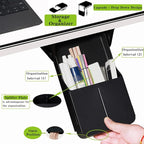 Under Desk Drawer Storage Organizer - 2 Pack (Large and Small) Black - (Please Note - Drawer Size/No Lip Under Desktop) - 2 Installation Methods (Screw or Adhesive)
