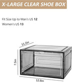 Attelite 8 Pack Shoe Boxes Clear Plastic Stackable, Upgrade Large Shoe Storage Organizer Containers with Magnetic Door for Display Sneaker, Easy Assembly