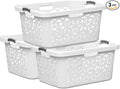 EconoHome Laundry Basket - Large 2 Bushel Laundry Basket with Handles - Stackable Plastic Hamper for Dirty Clothes - Storage Bin & Organizer for Bathroom, Bedroom - White, 70.5L Capacity – Heavy Duty