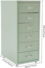 6 Drawer File Cabinet with Lock, Metal Vertical Office Filing Cabinets, Home Office Narrow Storage Cabinet for A4/F4/Letter/Legal (Green)