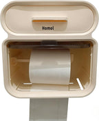 Homol No Drill Plastic Toilet Paper Holder Collection - Universal for Kitchen, Living Room, Office & Bathroom | Free-Standing, Wall-Mounted, Adhesive (with Shelf/Storage Function)