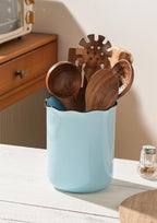 Onniyor Ceramic Kitchen Utensil Holder for Countertop, 7.4 Inch Large Cooking Utensil Crock for Spatulas, Spoons & Tools, Modern Farmhouse Organizer, Multi-Purpose Counter Decor, Easy to Clean, Blue