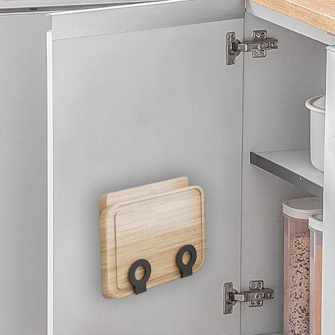 Kitchen Wall-Mounted Cutting Board Holder – Hanging Pot Lid Rack - Under Cabinet Cutting Board Hanger
