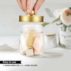 6 Pack Qtip Holder Bathroom Set, SheeChung Plastic Mason Jar Apothecary Jar Set for Bathroom Vanity Storage Organizer, Farmhouse/Home Decor, 12 Labels (Gold)
