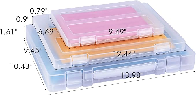 12 Pack A4 Paper Storage Boxes, 8.5 x 11 Plastic Portable Project Case for US letter Size and A4 paper, Plastic Multi-Purpose Thick Scrapbook Storage Box for Office
