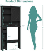 Over the Toilet Storage Cabinet with Farmhouse Sliding Barn Door, Above Toilet Organizer with Toilet Paper Holder Stand, Behind Toilet Shelf, Space Saver for Restroom, Bathroom, Laundry, Black