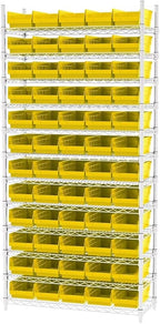 Akro-Mils 30130 Plastic Shelf Bins, Heavy Duty Storage Bins for Garage, Closet, and Drawer Organization, 12" x 6-1/2" x 4", Yellow, 12-Pack