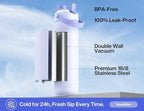 POWCAN 26 oz Insulated Water Bottle with 2-in-1 Straw and Spout Lid, Keep Cold 24H, Leak-Proof, Fits in Car Cup Holder, Stainless Steel Water Bottle for Sports, Travel, and School (Lupine)